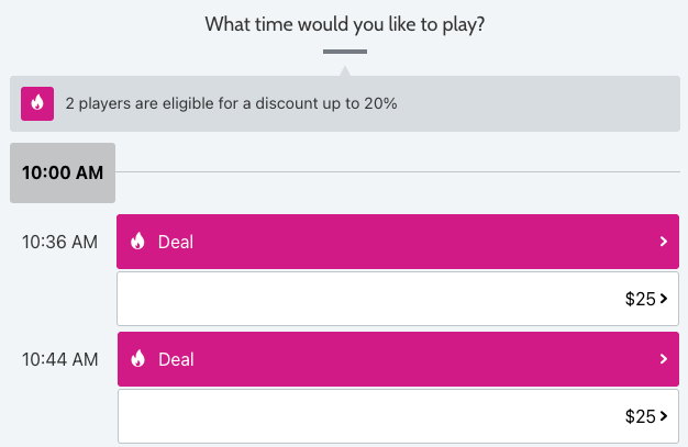 2. select tee time with deal